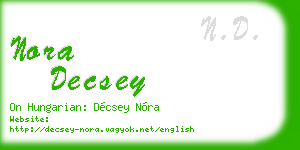 nora decsey business card