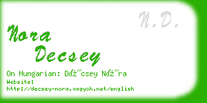 nora decsey business card